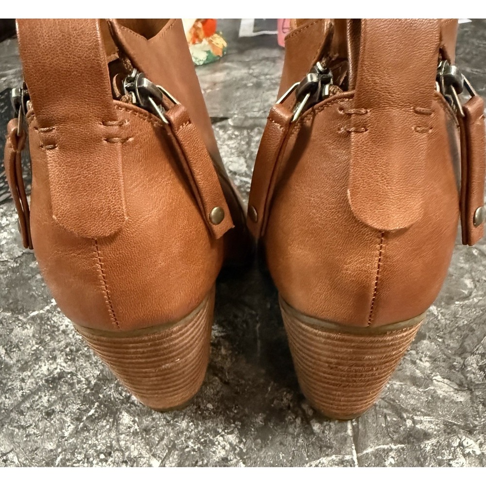 Luoika Womens Double Zip Stacked Heel Extra Wide Ankle‎ Boots Tan Sz 10.5XW - Picture 7 of 10